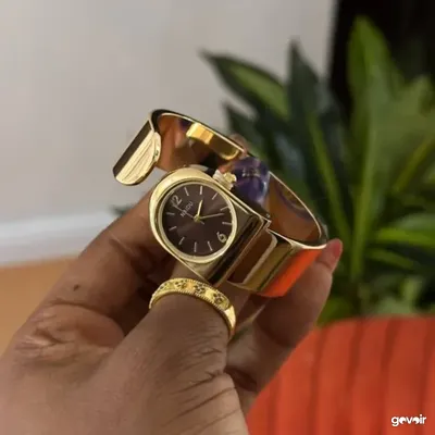 Women's bangle watch, gold and silver, 4