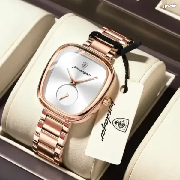 Poedagar square watch, rose gold, 3