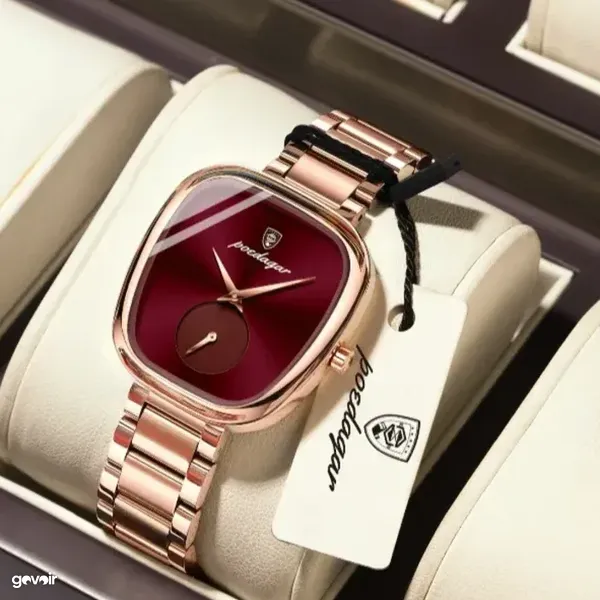 Poedagar square watch, rose gold, 2