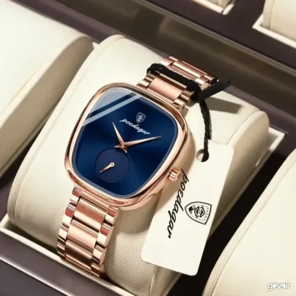 Poedagar square watch, rose gold, 1