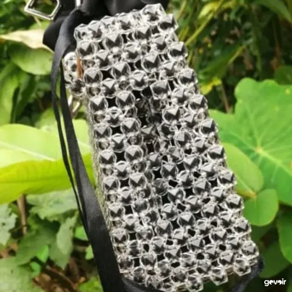 Handmade crystal bead purse, 2
