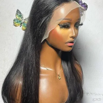 16 inch silky straight human hair wig, 4