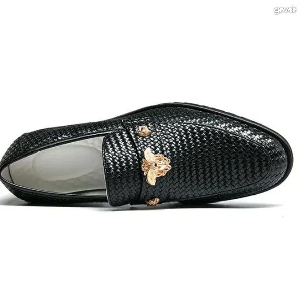 Men's black woven loafers, 4