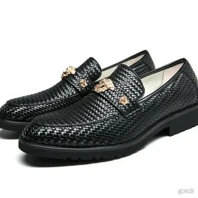 Men's black woven loafers