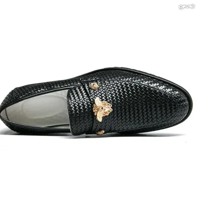 Men's black woven loafers, 4