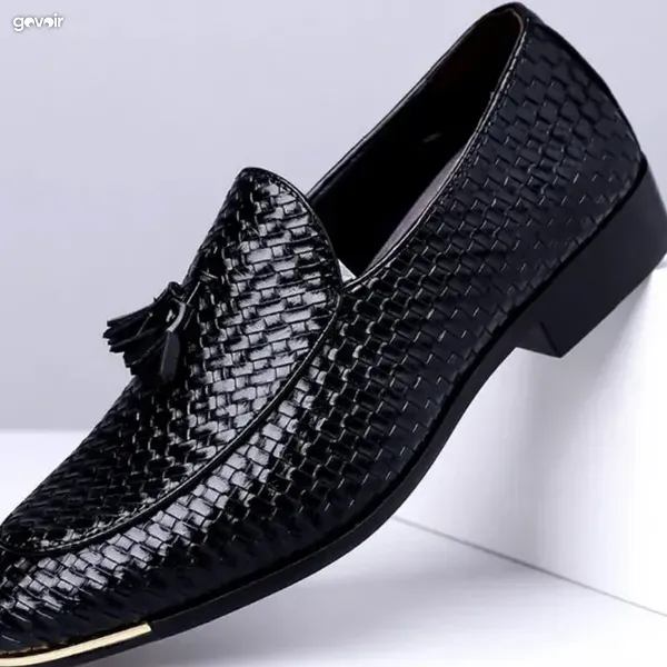 Men's woven tassel loafers, black or brown, 4