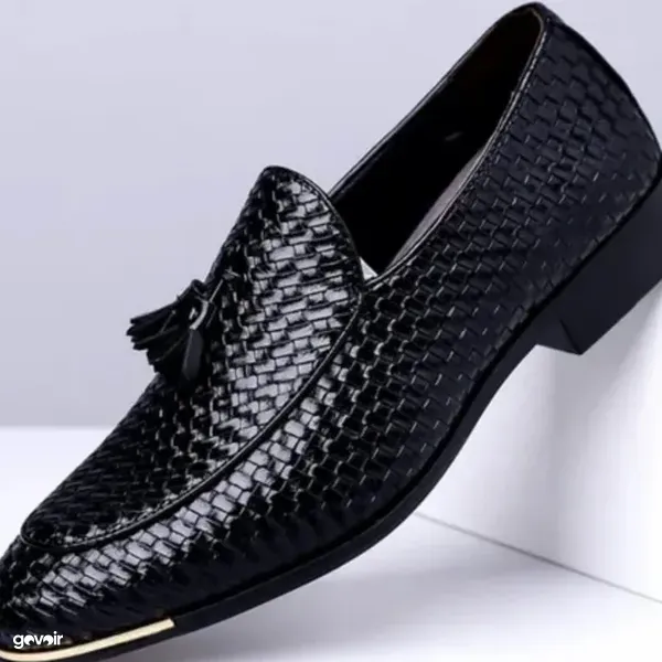 Men's woven tassel loafers, black or brown, 6
