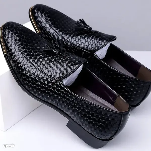 Men's woven tassel loafers, black or brown, 5