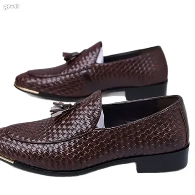 Men's woven tassel loafers, black or brown, 2