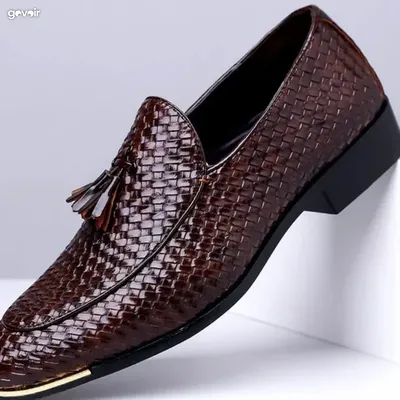 Men's woven tassel loafers, black or brown, 3