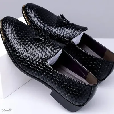 Men's woven tassel loafers, black or brown, 5
