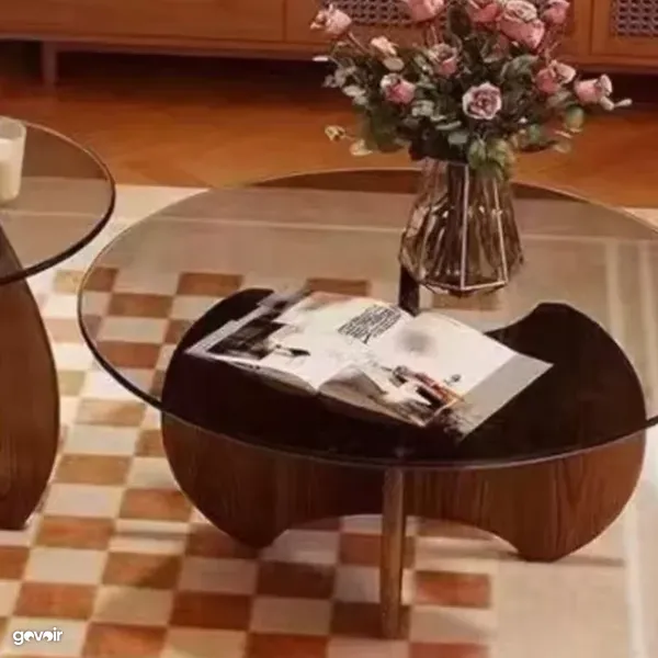 Glass center tables, 1