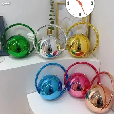 Metallic round handbag with box, 3