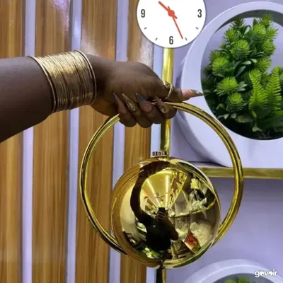 Metallic round handbag with box