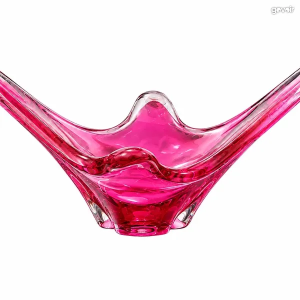 SCULPTURE DÉCORATIVE EN VERRE LOURD TRANSLUCIDE ROSE, 1