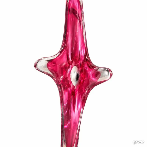 SCULPTURE DÉCORATIVE EN VERRE LOURD TRANSLUCIDE ROSE, 2