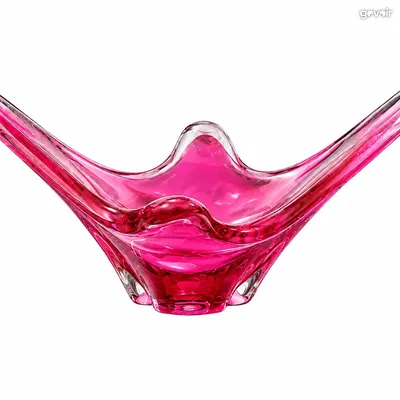 SCULPTURE DÉCORATIVE EN VERRE LOURD TRANSLUCIDE ROSE