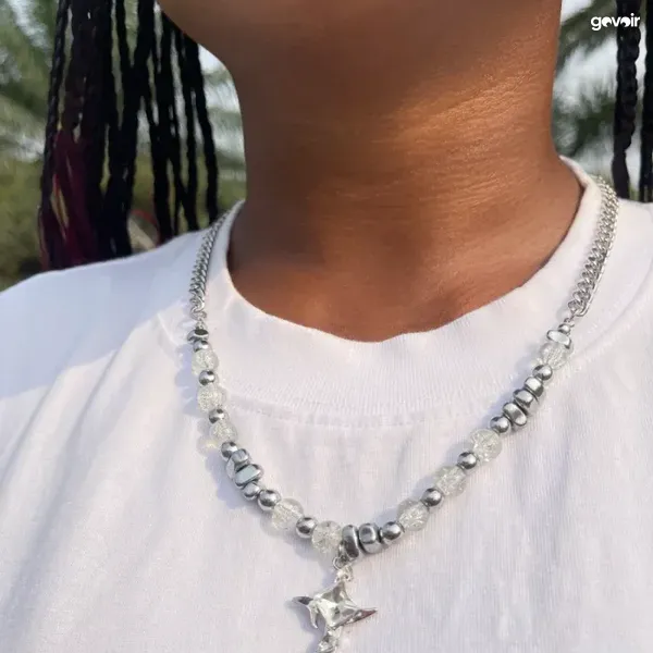 Coated steel layered necklace, 2